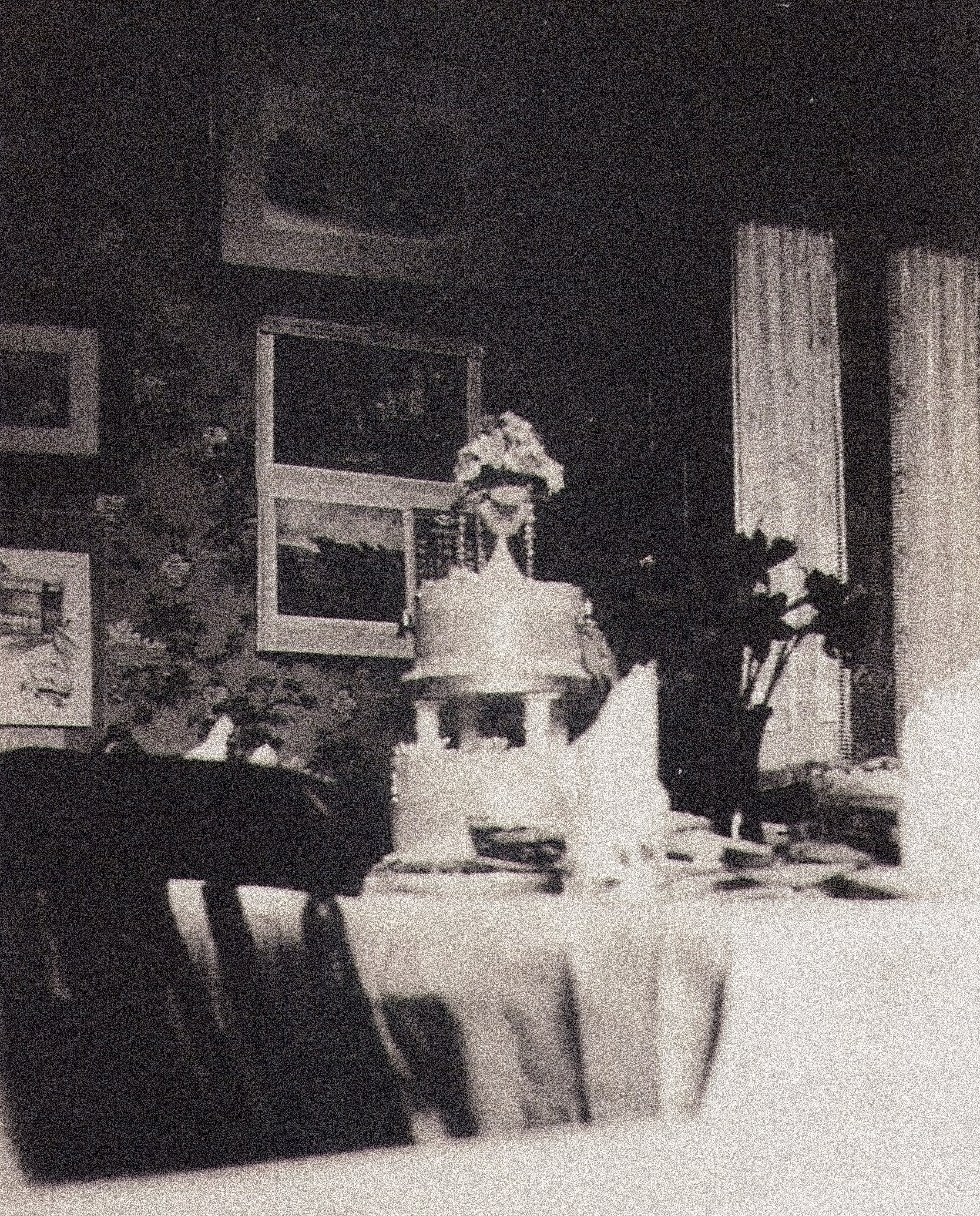 a vintage wedding cake on a table